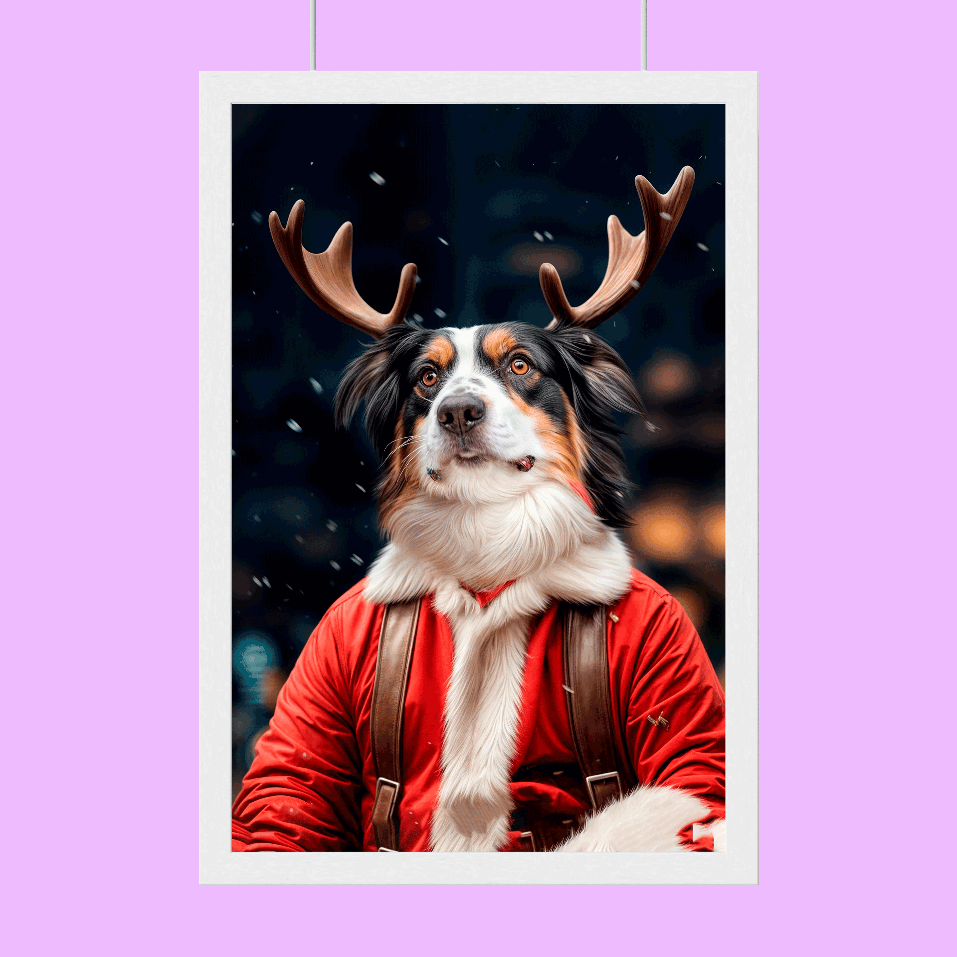 Reindeer Christmas Pet Portrait
